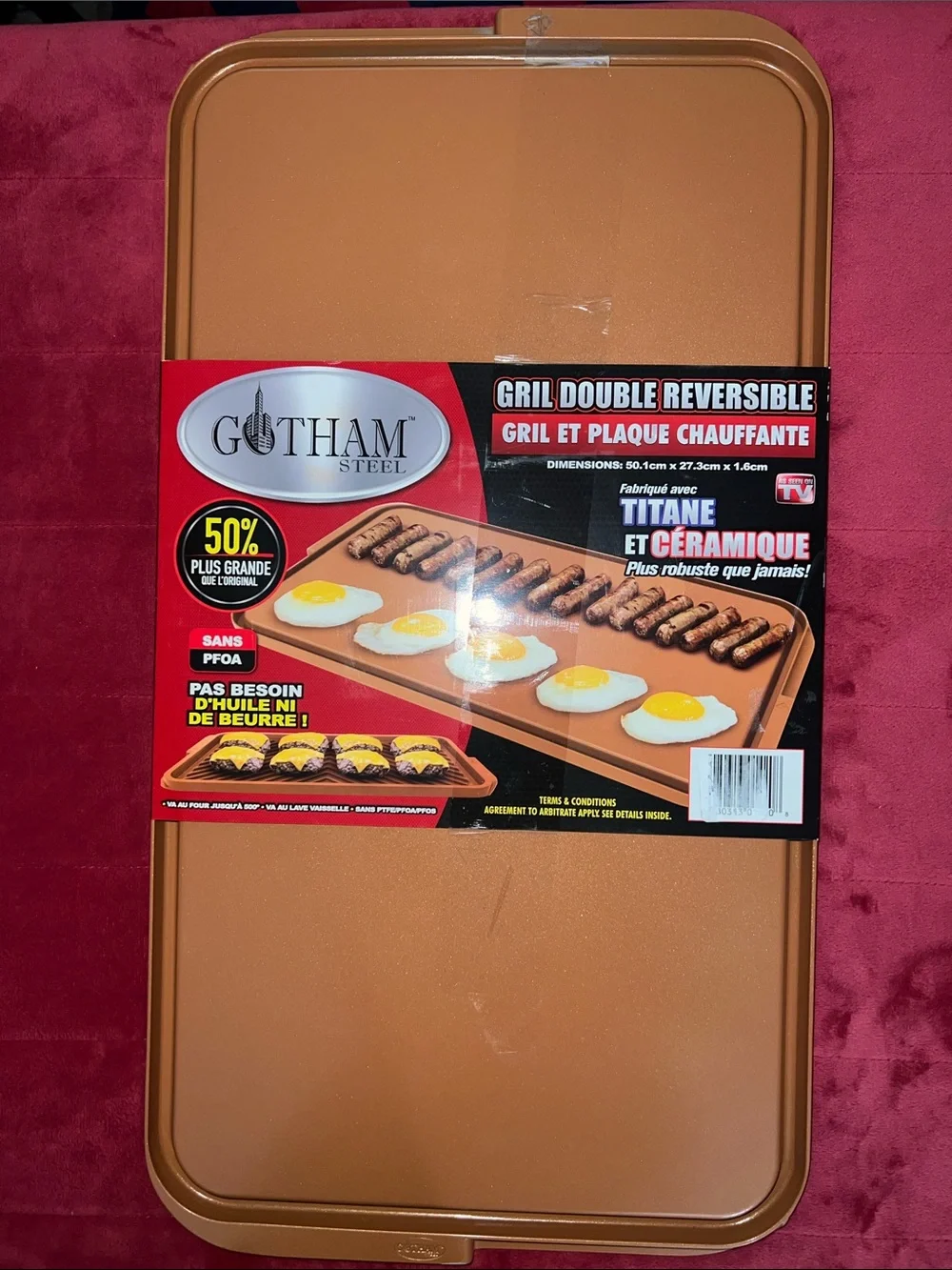 GOTHAM STEEL Reversible Double Grill - Grill & Griddle Nonstick Pan. Brand new